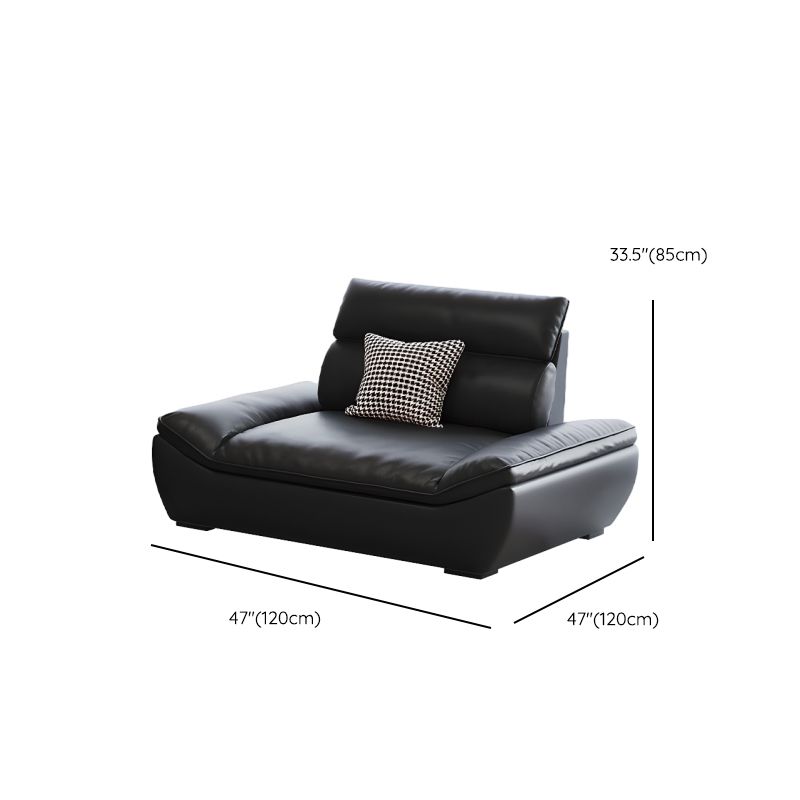 Contemporary Modern Solid Color Stain Resistant Standard/Single Sofa in Midnight Black, Seats 4/5/3 with 1 Pillow