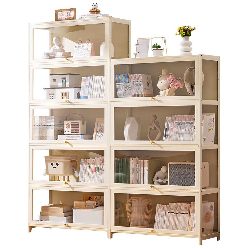 Ivory Rectangular Organizing Shelf with 6-Shelf, Vertical/Lateral Filing, Polymer Door, Closed Back