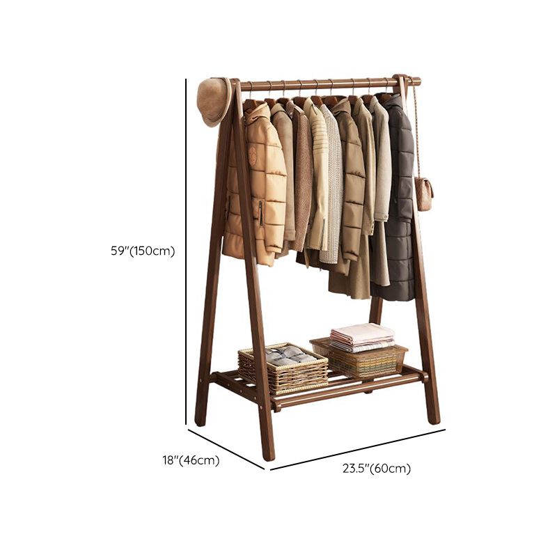 Modern Simple Style Beech Wood Coat Tree with 1 Shelf and Wood Hook Container