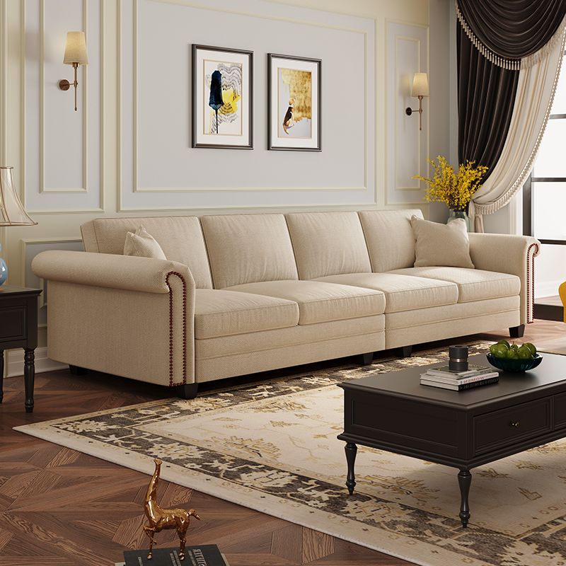 Drawing Room Standard Sofa in Light Gray/Navy Blue/Off-White with Armrest