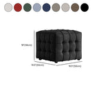 Modish Square Solid Color Standard Ottoman in Genuine Leather with Light Gray/Maroon/Navy Blue Button-tufted Upholstery