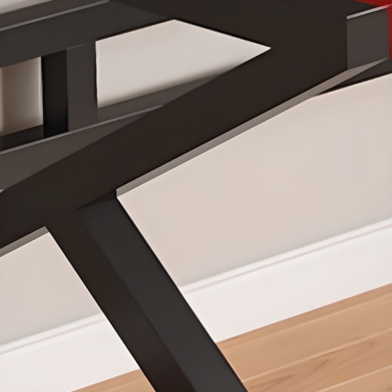 Black/Chalk Rectangular Metal Desk with Warp Resistant Shelves and Toboggan Base, Cable Management and Rounded Corners