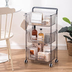 Laundry Room Use Clear Tool Cart with Handle and Lockable Caster