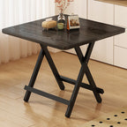 Scratch-proof Foldable Square Veneer Dining Table with Crossed Legs for 2-seater/Seating for 4