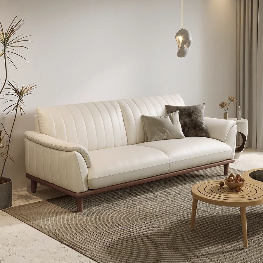 Tear Resistant Standard Sofa/Loveseat/Single Sofa in Leather with White Upholstery