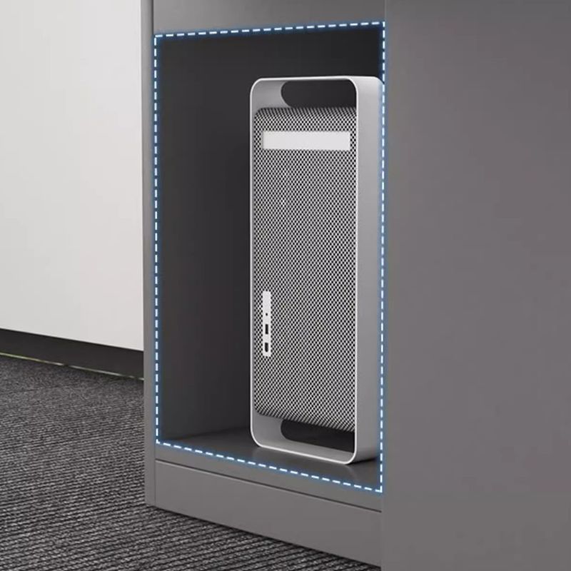 Modern Desk with Drawers, Abrasion Resistance, Exterior Shelf, CPU Storage, Gray/Natural Top, Free Standing with Keyboard Tray