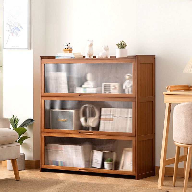 Caramel Vertical Organizing Shelf with 5-Cabinet/4-Cabinet/3 Cabinets, 6-Shelf/5-Shelf/4 Shelves, and Closed Back