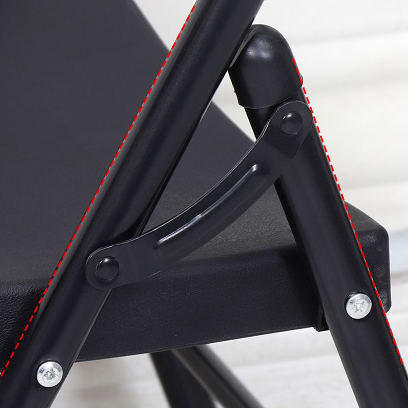 Solid Color Side Chair with Exposed Back, Foldable Metal Frame, 1 Chair Compatible with Tile Flooring