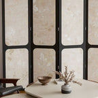Minimalist Opaque Fold-up Screen Divider with Laminate Frame, 4 Panels, Double Sided Print, and Independent Design