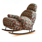 Rocking Chair Couch with Round Arm, Ottoman, Rear Back, Stationary