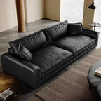 Modish Solid Color Stain Resistant Standard/Single Sofa in Black for 4/3/5 Person with 2 Pillows
