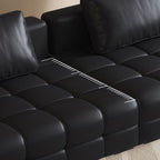 Contemporary Modern Solid Color Stain Resistant Standard Sofa in Ink with Arm, Seats 7/4-seater/6-seater, and 2 Pillows