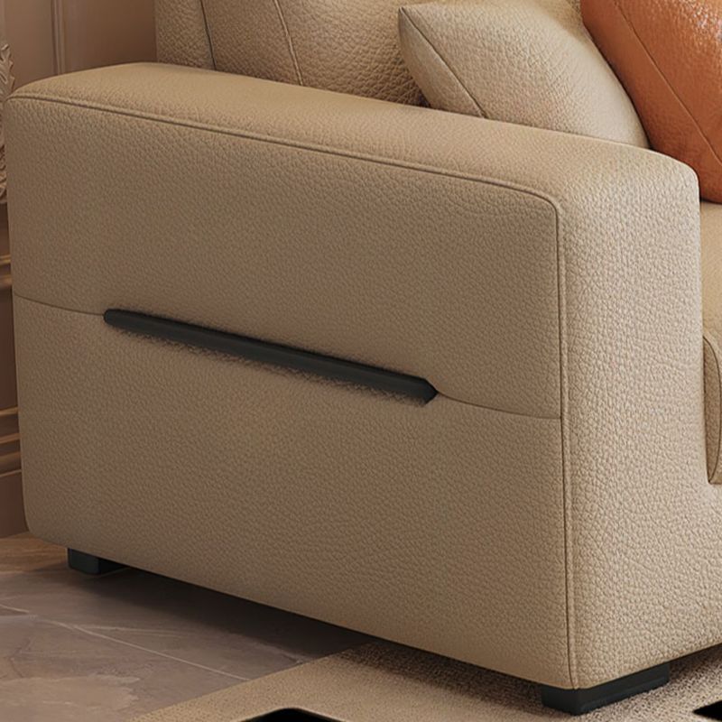 Contemporary Modern Solid Color Water Resistant Standard Sofa in Off-White, 4-seater/for 3 with 4 Pillows/3 Pillows