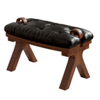 Art Deco Rectangle Solid Color Standard Ottoman with Pleather Stitch-tufted Upholstery