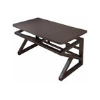 Black/Chalk Rectangular Metal Table with Cable Management and Rust Resistant Twin Support Base Featuring Rounded Corners