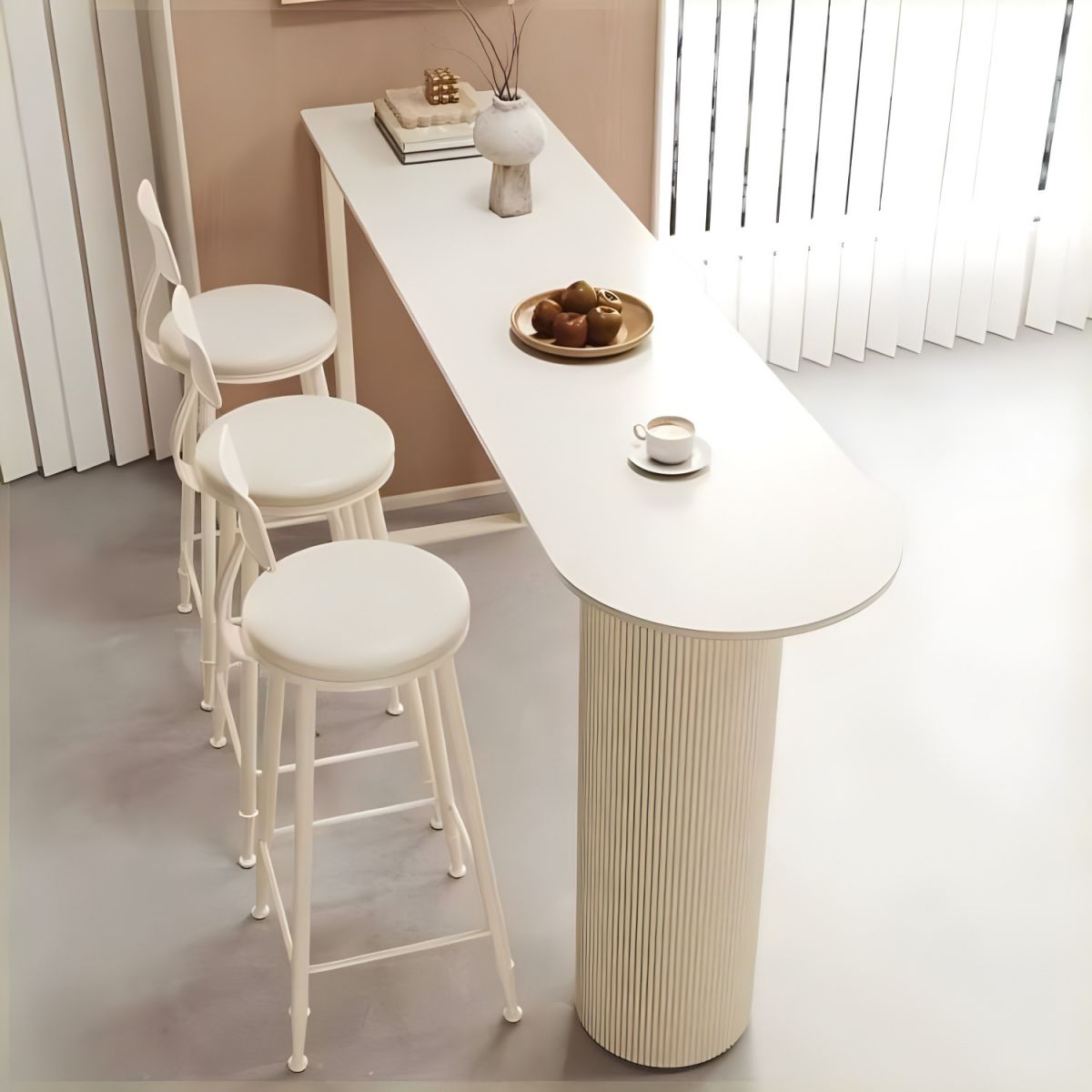 Classic Chalk Free Form Sintered Stone Bistro Table with Dual Footing Base