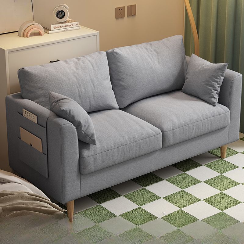 Loveseat in Flannel with Light Gray/Butter Color/Off-White Upholstery and Armrest