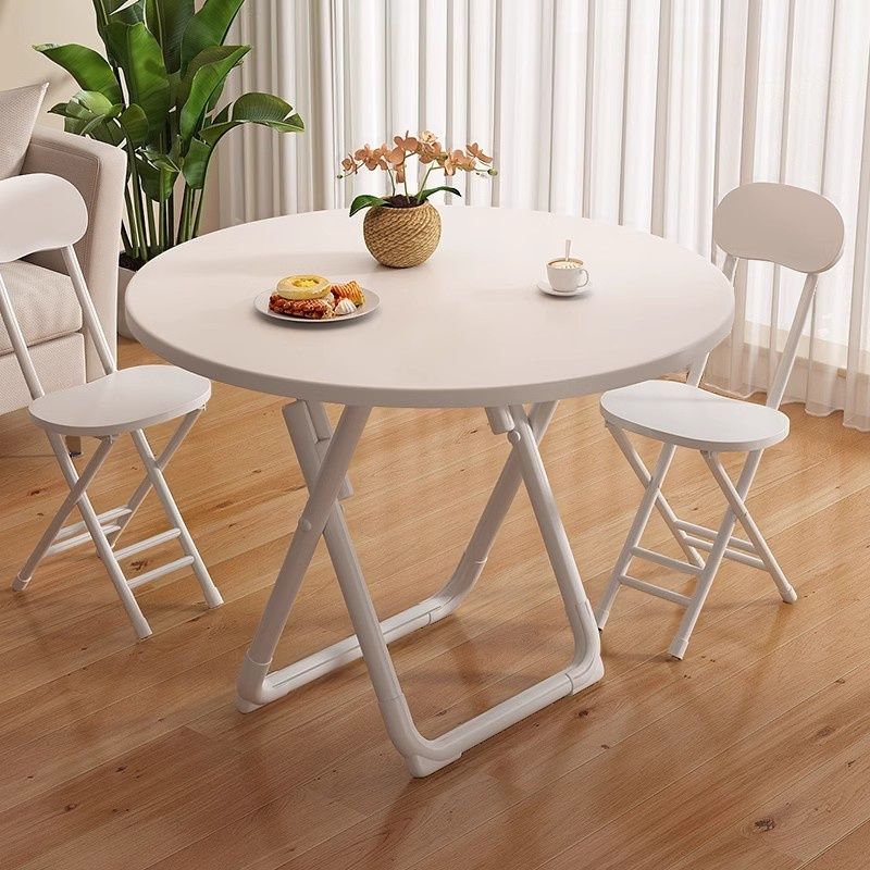 Panel Wood Dining Table with Sleigh Base, No Extra Durability, Foldable Square Top for 2-seater