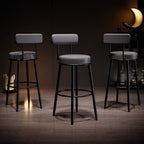 Casual Rawhide Bar Stools in White/Blue/Emerald Green with Back and Round Top, Featuring Leg Rest