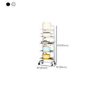 Modish Rectangle Portable Center with Wheels, Metal Countertop, Adjustable Shelves, and Silver Open Storage