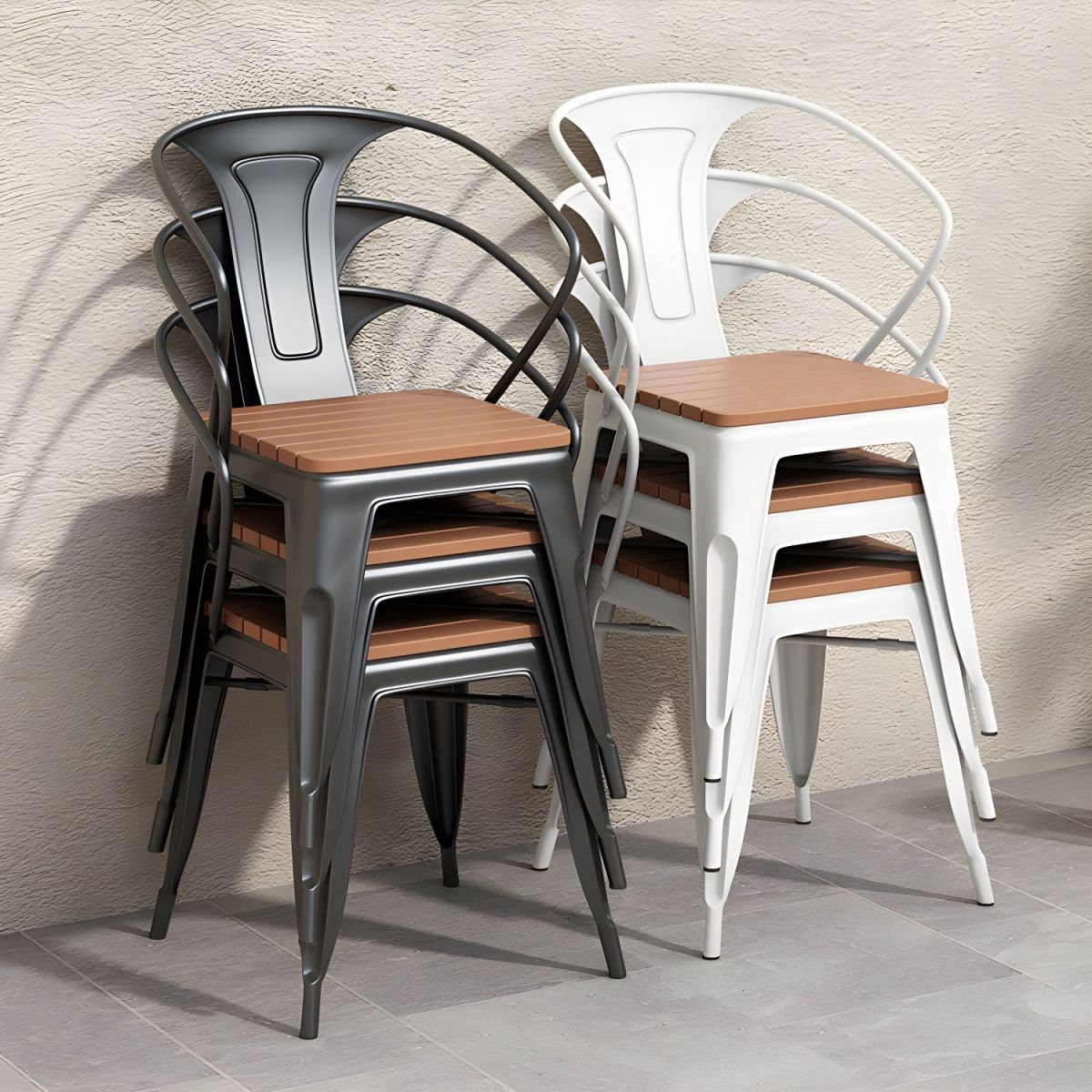 Industrial 1/3/5 Pieces Dining Set Rectangle Wood Dining Table for Courtyard