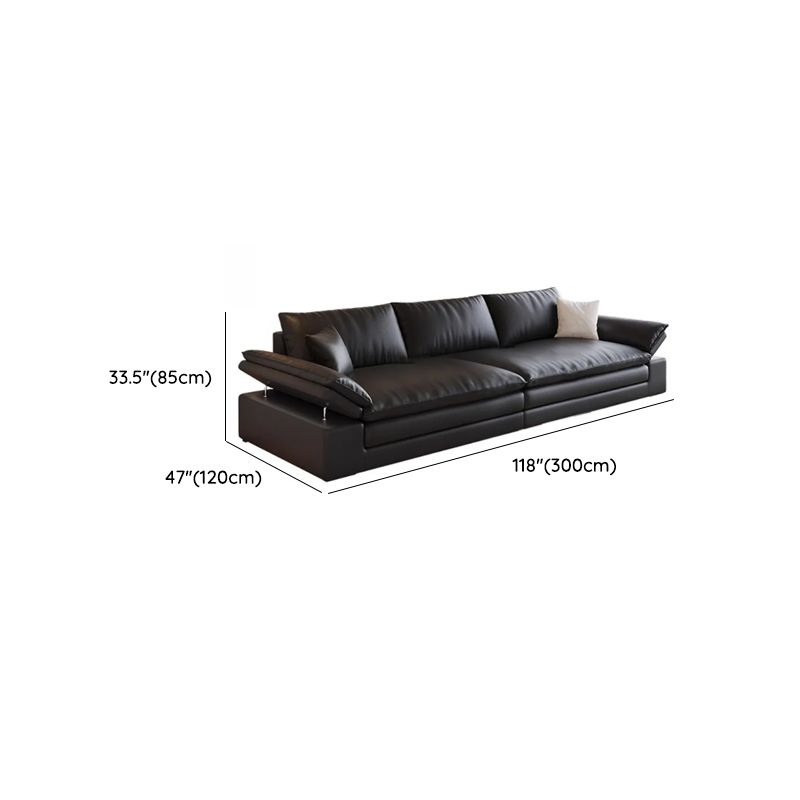 Modish Solid Color Scratch-durable Standard Sofa in Midnight Black, Seats 4/3/2-seater with 2 Pillows