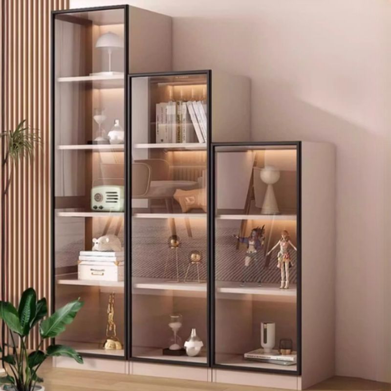 Modern Simple Style Rectangular Accent Cabinet with Closet, Lumber Countertop, Glazed Door in Sand