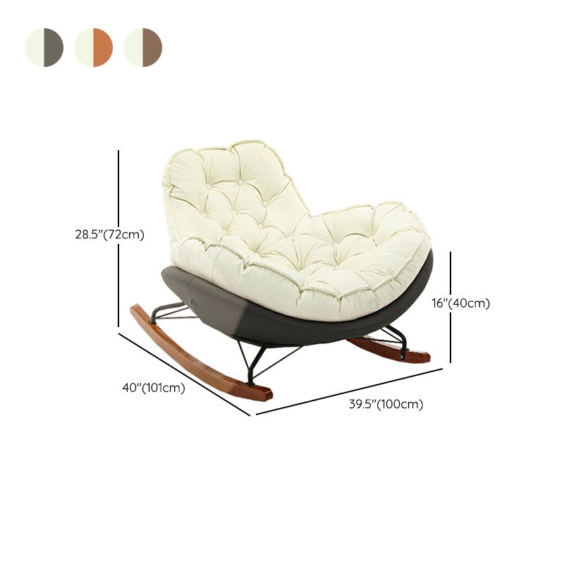 Modern Upholstered Rocking Chair - Stylish Indoor Seating with Natural Wood Legs and Tufted Design