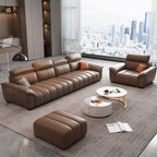 Tear Resistant Standard Sofa in Full Grain Leather with Mocha Upholstery