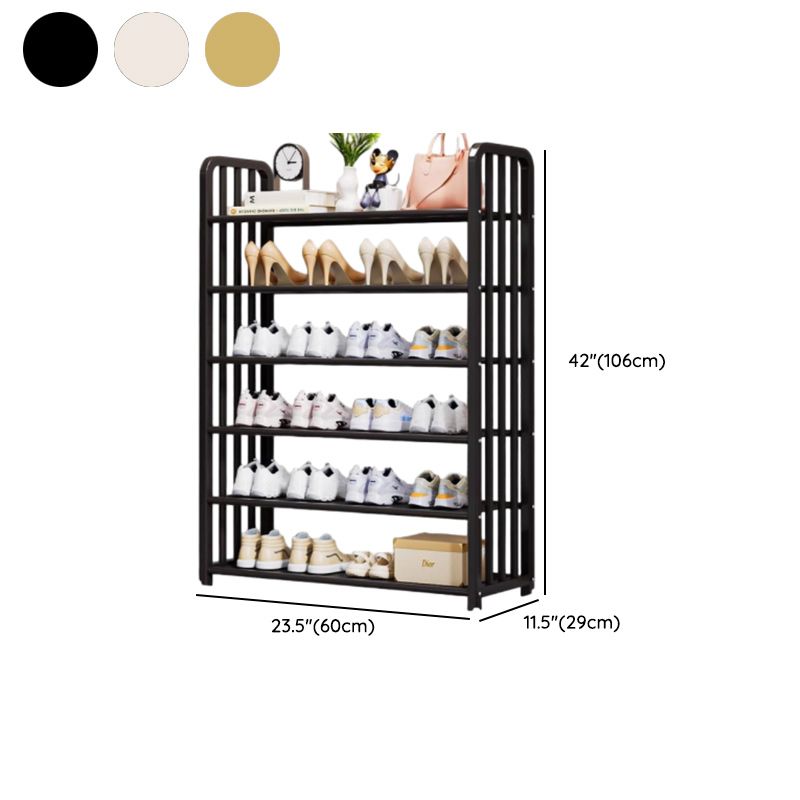 Art Deco/Glam Alloy Rectangle Shoe Rack with 6 Shelves for 11-20 Pairs in Drawing Room