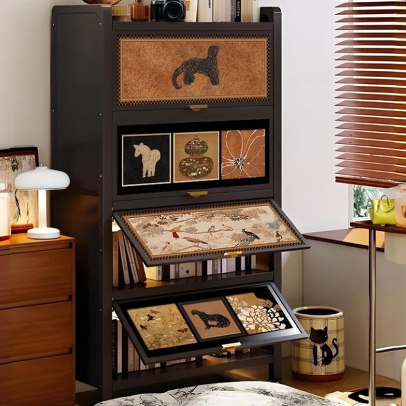 Midnight Black 5-Tier/4 Tiers Rack Storage in Steel with Steel Door