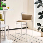 Casual Soft Seating Bar Stools in Midnight Black/White/Amber Color with Back, Pileable, Rectangle Seat Style, and Leg Rest