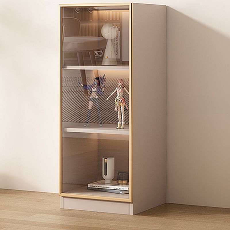 Simple Rectangular Accent Cabinet with Closet, Composite Wood, Glazed Door, and Sand Top