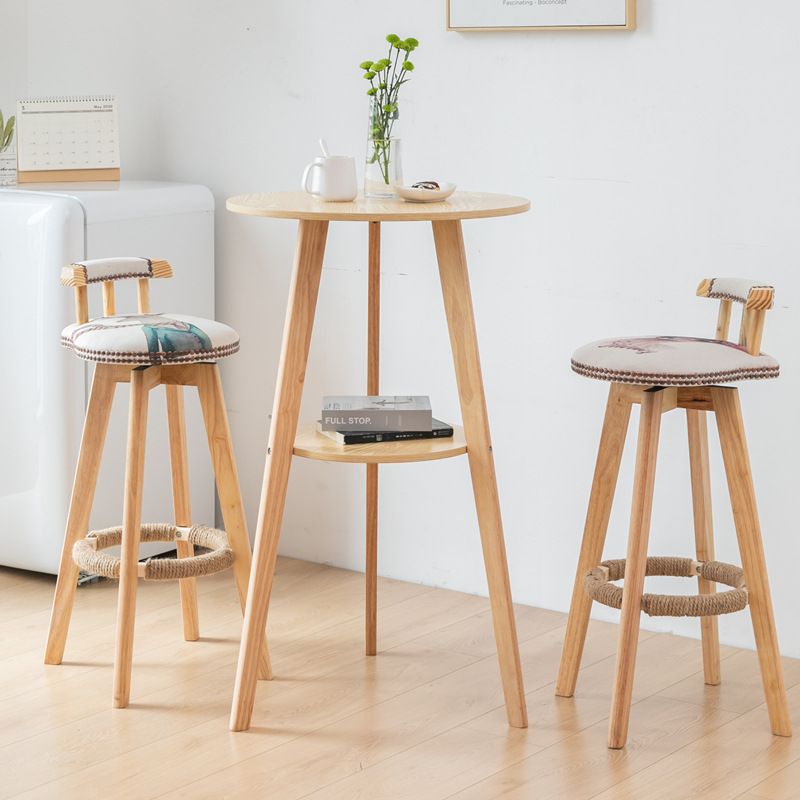 Modern Circular Composite Wood Pub Table with 3 Legs and Container in White/Wood Grain