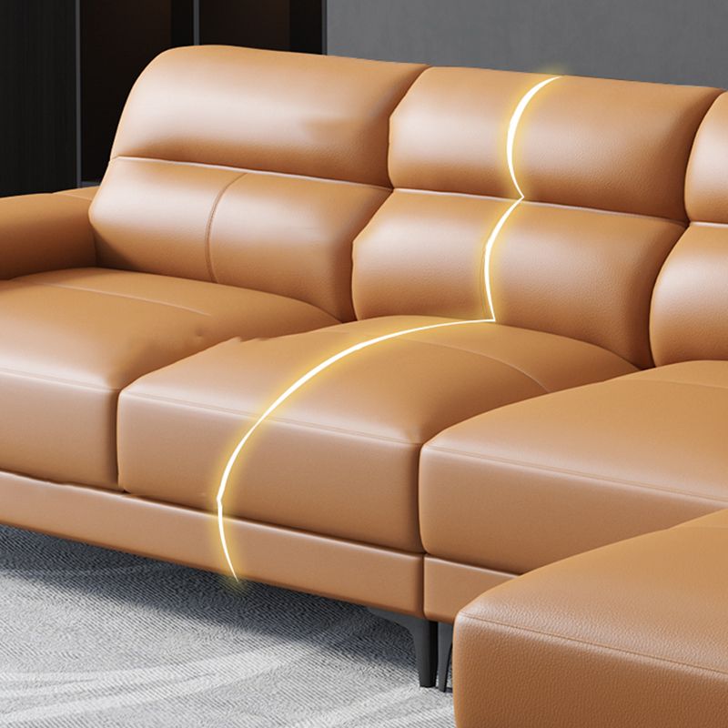 Cushion Back Sectional Sofa Modern Durable Leather Sofa for Living Room