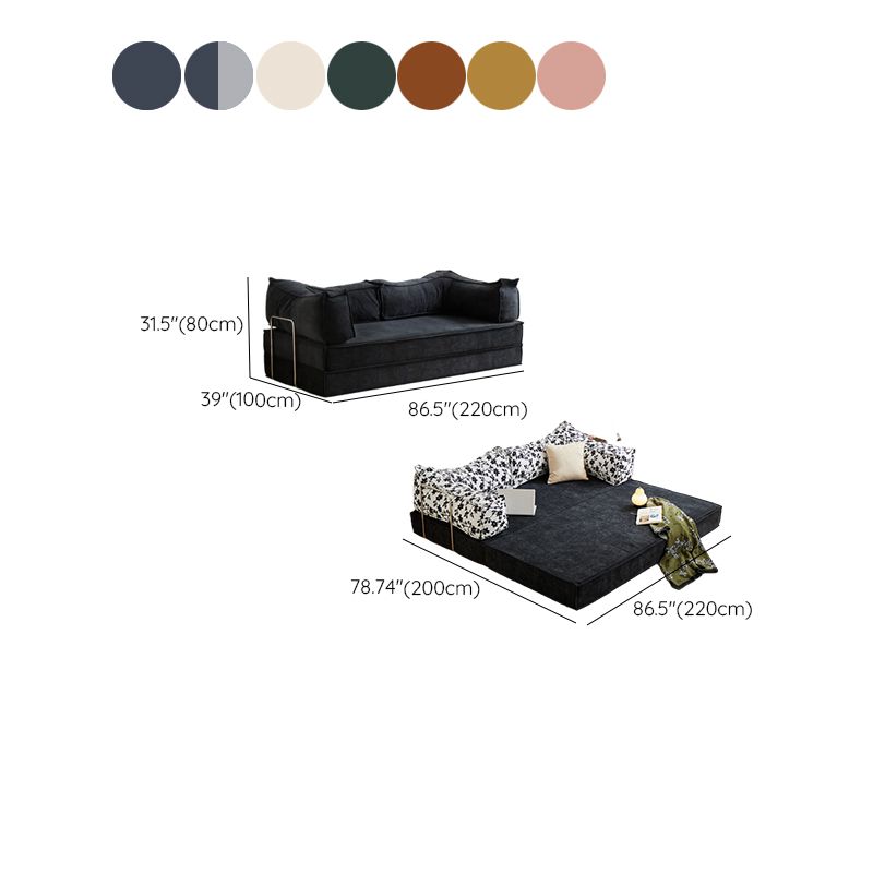 Stain Resistant Ink/Magenta/Olive Green California King Size/Queen Size/Full Size Convertible Futon with Square Arm, Loose Back and Detachable Mattress