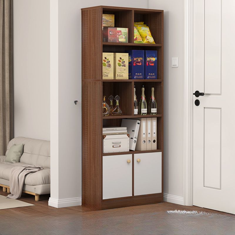 Sleek Wooden Cabinet Set with Receptacle Storage and Uncovered Storage