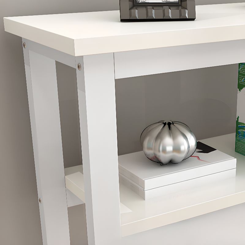 Simplistic Pub Table with Composite Wood Top, Trestle Base, Smoke/White/Natural Finish Rectangle, and Foot Pedestal