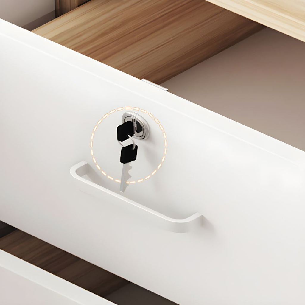 Modern Cabinet Wood Lateral Adjustable Storage Shelves and Locking Drawers File Cabinet