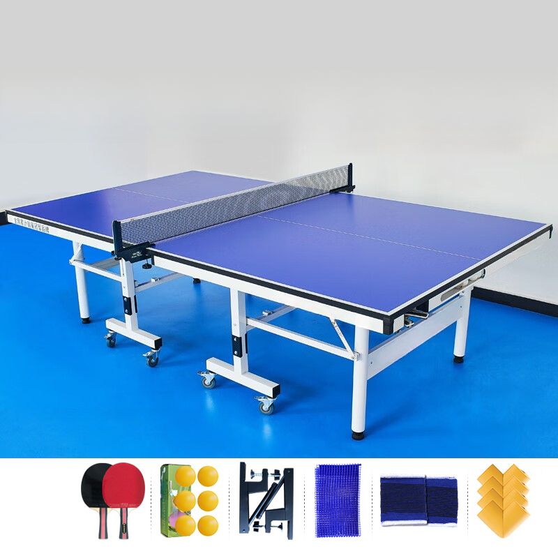 Versatile Ping Pong Table with Synthetic Laminate Top in Cerulean/Emerald Green for Indoor and Outdoor Use Including Table Tennis Paddle