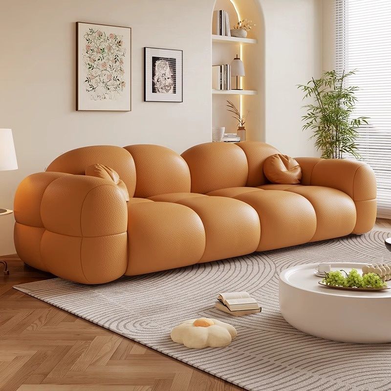 Trendy Solid Color Stain Resistant Standard Sofa in Grey/Taupe/Amber Color with Arm, 4-seater/Seats 3 and 2 Pillows