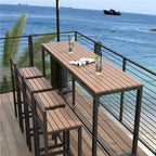 Contemporary Bar Table Set 1/2/5 Pcs Iron Black Metal Frame Bar Table and Stools