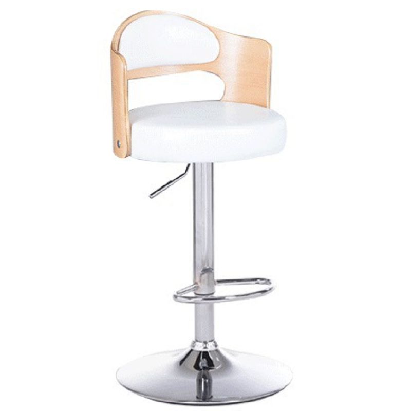 Casual Adjustable Lift Midnight Black/White/Cognac Rawhide Bar Stools with Back, Turned Swivel, and Round Top
