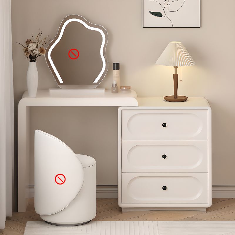 Chalk Modish Large/Standard Makeup Vanity with Laminate Table Top and 6/3 Drawers