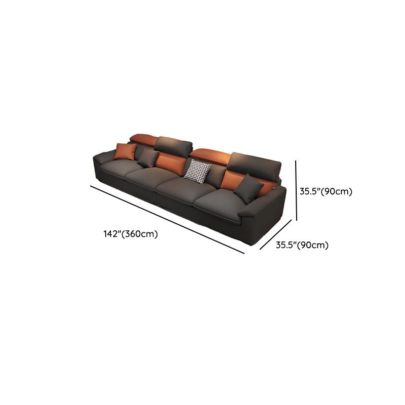 Drawing Room Standard Sofa in Midnight Black with Armrest and 4/3 Pillows