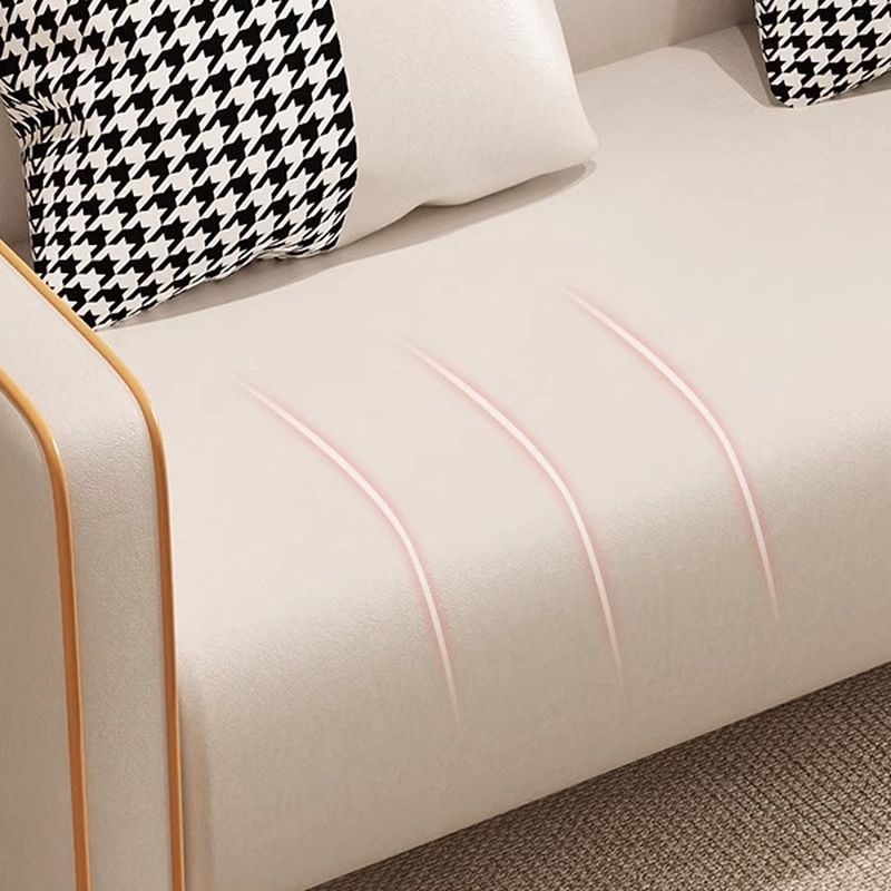 Trendy Solid Color Stain Resistant Loveseat in Synthetic Leather Grey/Beige/Amber Color for 2 People with 2 Pillows