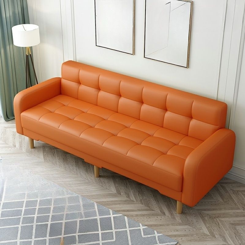 Square Arm Foldable Convertible Sofa with Biscuit Back for Living Spaces