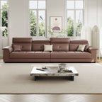Modish Scratch-immune Standard Sofa/Single Sofa in Auburn with 4-seater/5 Person/6-Seater Capacity, Receptacle Storage, Pillow Top Arm, and 4 Pillows/3 Pillows