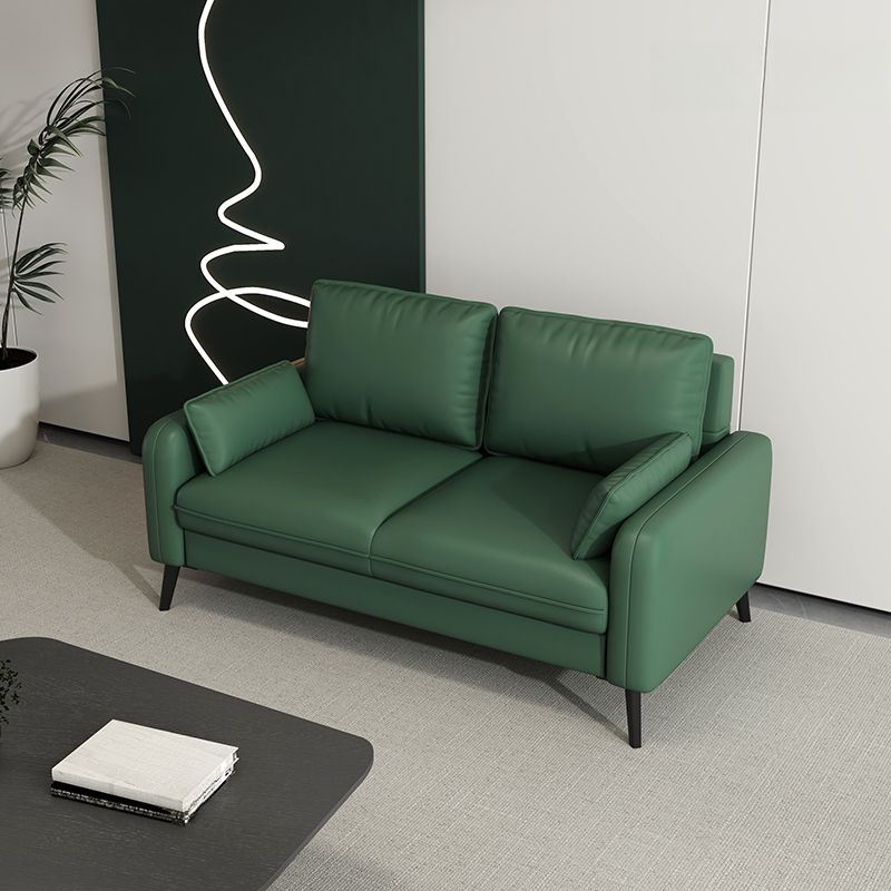 Contemporary Modern Solid Color Water Resistant Loveseat in Cerulean/Jade Green/Amber Color for 2 People with 2 Pillows