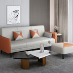 Convertible Sofa in Gray/Cerulean/Off-White with Armrest and 3 Pillows
